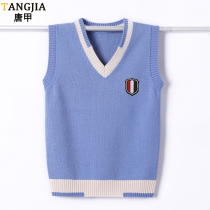 Autumn and winter boys  pure wool vest big childrens horse clip junior high school students 15 primary school students sleeveless sweater waistcoat
