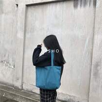 msho coarse cloth sack ~ 18 color large capacity canvas bag student class bag girl shoulder bag solid color