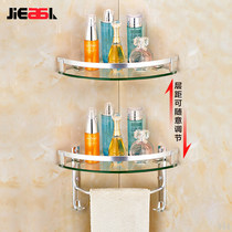 Punch-free bathroom shelf shower room toilet tripod shower room space aluminum towel rack Rod