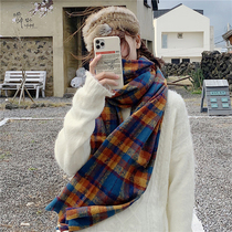 ins Wind temperament retro British plaid scarf winter thick warm long imitation cashmere scarf men and women tide