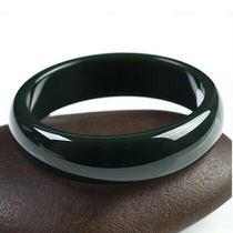 Natural Xinjiang Hetian Jade sapphire bracelet women Wangfu true jade wide black ink jade bracelet children mother