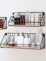 Paste shelf Wall shelf living room simple wall hanging wooden board room bedroom wall adhesive hook shelf free of holes