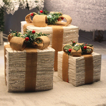 Christmas Decorations Iron Art Gift Box Three Sets Mall Hotel Wedding Celebration Christmas Tree Gift Boxes Pile Head Scene Arrangement