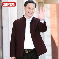 Spring middle-aged dad spring jacket thin middle-aged mens spring and autumn jackets old casual stand neck top