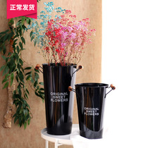 (Mountain Tree) Street Corner Flower Shop Retro Tin High Bucket Floral Flowerpots Flower Cylinders For Old European Style American Day Style