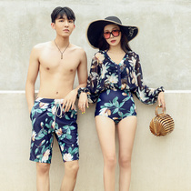 Couple one-piece bikini swimsuit female belly cover thin conservative sexy 2021 new ins Korean hot spring split