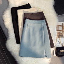 Professional split anti-light short skirt women's 2021 summer new slim high waist skirt A- shaped hip skirt
