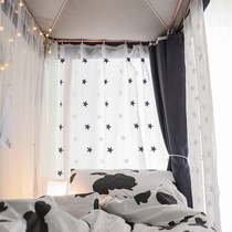 Accidentally original design blue and white star girls dormitory bunk bed curtain shading student dormitory bed curtain