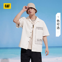 CAT Kat 2022 Summer New Mens Fashion Casual Loose All-cotton Printed Short Sleeve Shirt Mall Cots