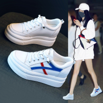 Small white shoes women 2022 spring new Korean version 100 hitch slim bottom genuine leather casual shoes with heightening of muffin shoes