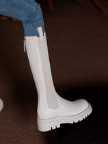 Knight boot boots autumn and winter 2021 new leather high boots plus velvet boots but knee boots children