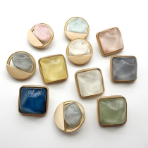 Small new shampoo wave stone metal square button womens wool coat button clothes coat gold decorative button