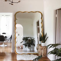 Net red ins Wind bedroom mirror full body dressing mirror floor mirror home land European large mirror dressing coat rack