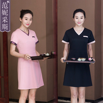 Beauty salon overalls female spring and autumn beautician dress size 200kg Health Club SPA slim stretch powder