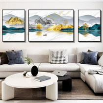 New Chinese style decorative painting living room sofa background wall landscape hanging painting Simple atmosphere triptych Modern light luxury mural