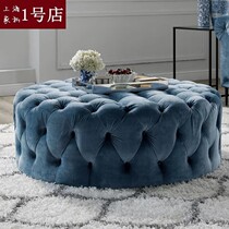 American light and luxurious velvet changing shoes stool clothing shop sofa Stool Leather pier Cloister Stool room Round Tea Bench