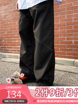 EAHOearthlinghoo22SS heteromaterial splicing street casual tailoring 100 hitch type ultra good-looking Western pants male and female