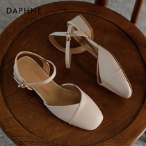 Daphne Baotou Sandals Womens Summer Middle Heel 2022 New Women Shoes Mary Treasures Shoes Little Leather Shoes Fairy Wind Single Shoes