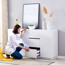Side cabinet modern minimalist multifunctional White locker wine cabinet with paint large capacity kitchen bowl cabinet tea cabinet