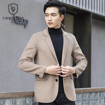 Autumn and winter mens wool slim Korean version short jacket Youth large size cashmere-free double-sided suit