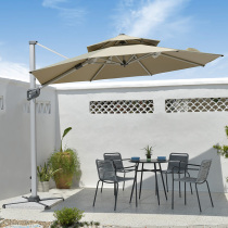 Sandalwood Outdoor Roman Umbrella Sun Umbrella Courtyard Umbrella 3 m External Pendulum Terrace Beach Umbrella With Lamp Solar Outdoor Umbrella