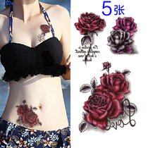 Rose tattoo sticker waterproof womens long-lasting sexy 3D caesarean section cover scar patch chest and abdomen tattoo patch