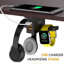 COZOO Table Headphone Stand 3USB Interface Power Socket Charging Station Hangers Hub Extension US Gen