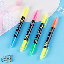Japanese Pentel paitong SLW8 double color highlighter 4 0mm students with Mark stationery supplies note color Mark pen thick stroke key cute hipster color matching