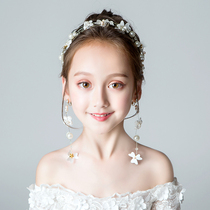Girls White Flower Performance Accessories Head flower Children Frozen Hair Accessories Headband Flower Girl Wedding headdress hairband