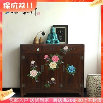 New Chinese style simple modern painted all solid wood three door shoe cabinet storage cabinet hall entrance cabinet living room custom furniture