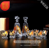 Czech Double Head Inlaid Gold Enamel Crystal Whisky Wine Glass Decanter Decanter Wine Tavern Wine With Wine Glass Foreign Wine Glass