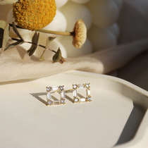 Small Joker S925 Silver Needle Hollow Diamond Zircon Square Commuter hipster Exquisite Simple Temperament Earrings