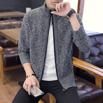 Zipper sweater men loose winter men Korean trend plus velvet thickened outer wear knitted cardigan coat sweater