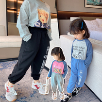 Girls sports pants 2021 Autumn New Korean children baby spring and autumn cartoon pants Joker casual trousers