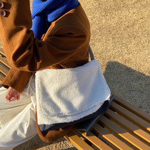 Fat fat homemade bag female 2021 autumn and winter new Korean ins shoulder oblique cross bag large capacity wool tote bag