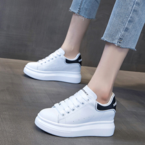 Leather increased white shoes womens 8CM thick bottom spring and autumn white tide student shoes 2021 summer new