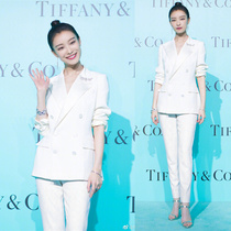 White OL Professional Suit Suit Woman 2022 Chunqiu New stars with the same Western suit jacket 90% pants Two sets