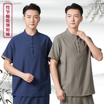 Ancient charm Chinese summer Taiji clothing mens summer new short sleeve Taiji clothing mens cotton Taijiquan practice thin clothing