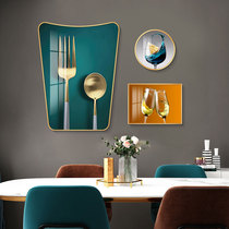 Restaurant decoration painting modern simple warm and light luxury style Hall dining room hanging painting table Wall combination murals