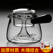 Peach blossom thickened glass steamed teapot side hand cooking teapot sclerotta tea with filter tea cooker household electric pottery stove set