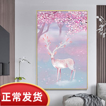 Cross stitch 2021 new style thread embroidery living room small fortune elk cherry blossom deer home with their own thread embroidery handmade full embroidery