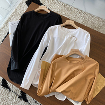 Stacked wear careful machine Joker simple cuff stitching design edging cotton long sleeve T-shirt Spring and Autumn 2021 New