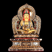 Guanyin Buddha statue Taiwan pure copper gilt gold ornaments living room porch decoration bronze sculpture Guanyin Bodhisattva Bodhisattva Western three holy statues