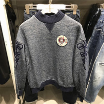 Counter New ABLE JEANS ladies sweater Embroidery Fashion round neck casual plus velvet casual long sleeve sweater