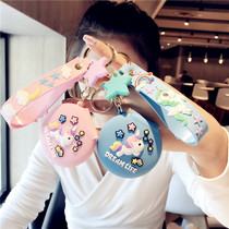 Creative Net red makeup mirror portable key chain cartoon unicorn bag pendant female multi-function key chain