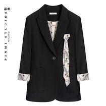 Design sense niche silk scarf and suit jacket women Spring and Autumn new professional wear suit temperament fashion jacket