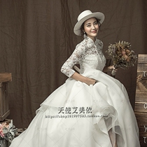 Star same wedding jacket stand collar wedding dress lace shawl long sleeve wedding dress photo accessories