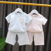 Boys summer clothing suit net red ocean gas 2021 new 6-9 month female baby short sleeve thin summer two sets 1