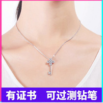 925 sterling silver key necklace clover crystal pendant Simple Japan and South Korea long sweater chain womens summer wild