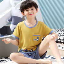 Summer Pure Cotton Children Pyjamas Boy Short Sleeves Slim Summer Kid Cartoon Home Cuddler Suit CUHK Boy Boy Suit